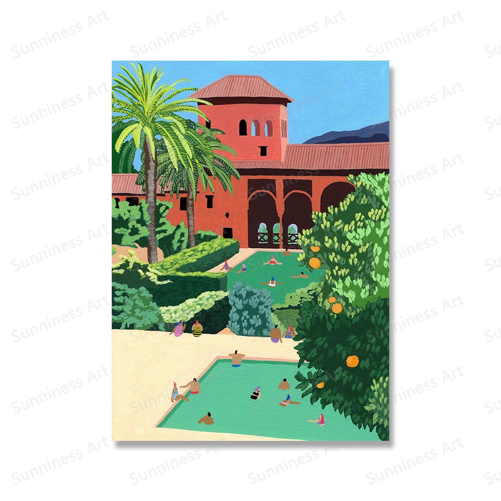 Neuseeland Marokko Schwimmbad Reise Kunst Poster Druck Leinwand Malerei Natur Landschaft Wand Kunst Zimmer Dekor Housewarming Geschenk