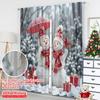 2pcs 2D Flat Printing Christmas Party Curtain Cute Snowman Christmas Scene Gifts Polyester Without Electricity Party Decorations