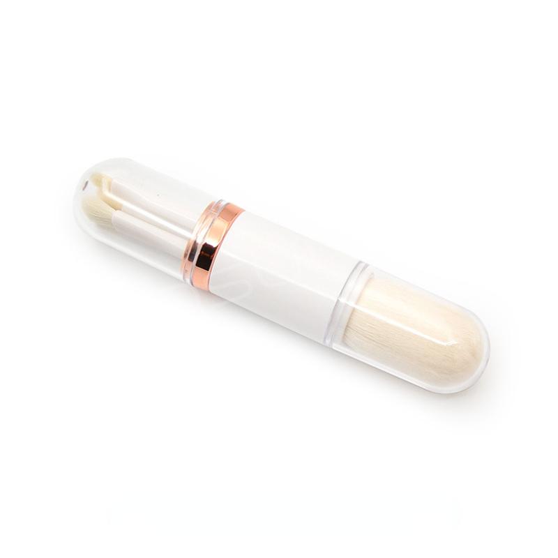 4-in-1 Portable Makeup Brush Set with PVC Cover for Mini Powder and Eye Brush