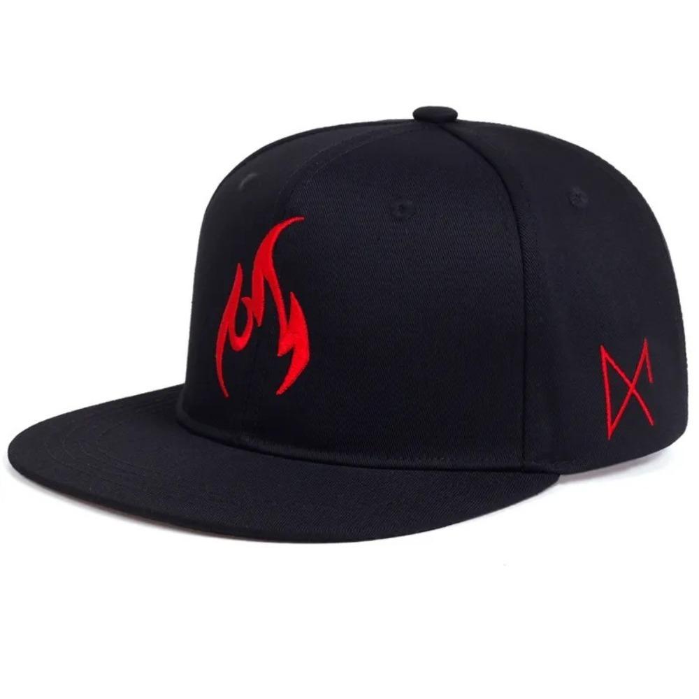 Flame Embroidery Baseball Caps Polyester Snapback Baseball Hat Unisex Punk Hat  Street Dance
