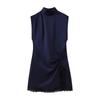Popular spring new fashion lace splicing silk satin texture mini dress