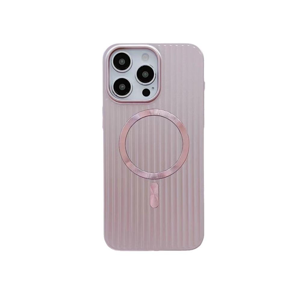 

Fashion Magnetic Charge Matte Phone Case for IPhone 17 Air 16E 15 14 Plus 13 12 Pro Max Shockproof Luggage Texture Protect Cover iPhone 15 рожевий