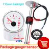 52mm Fuel Level Gauge + Fuel Level Sensor 240-33ohm With 7 Color Backlight 12V~24V For Car Digital Fuel Gauge Boat customized