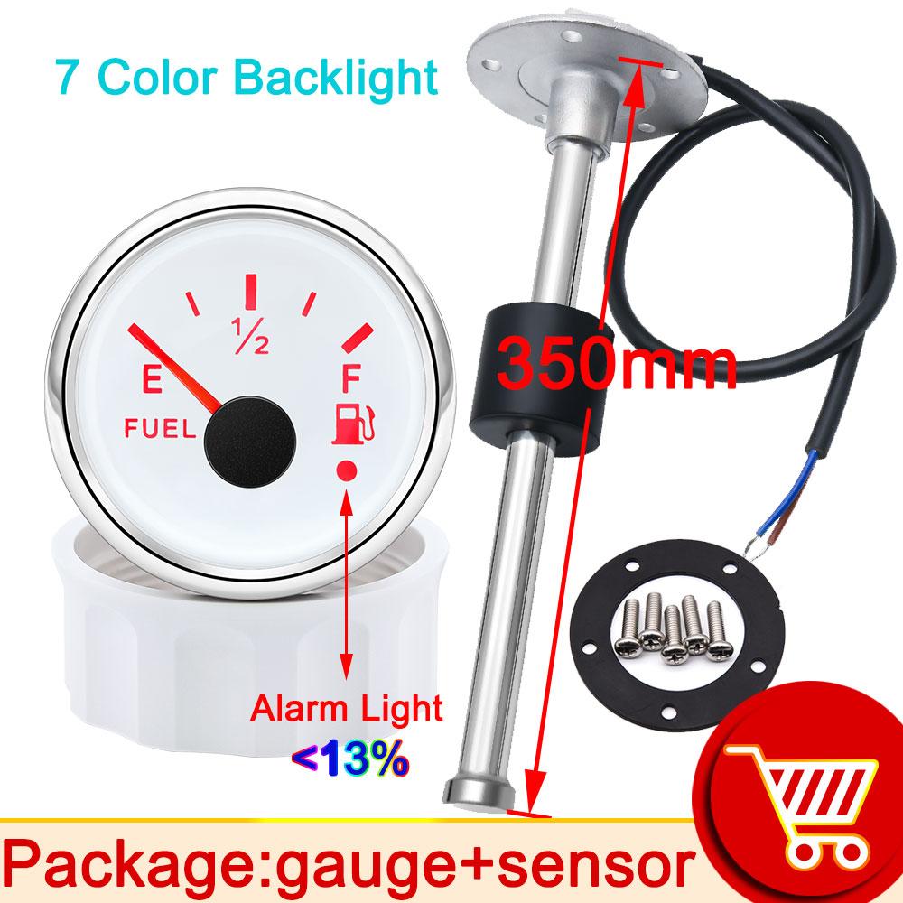 52mm Fuel Level Gauge + Fuel Level Sensor 240-33ohm With 7 Color Backlight 12V~24V For Car Digital Fuel Gauge Boat customized