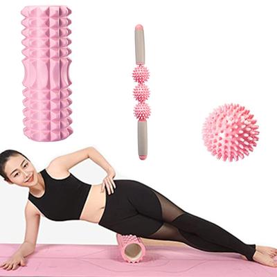 Fitness Pilates Foam Roller Blocks Suit Yoga Column Massage Relax Ball Yoga Stick for Back Waist Arm Leg Foot Massage Trainer