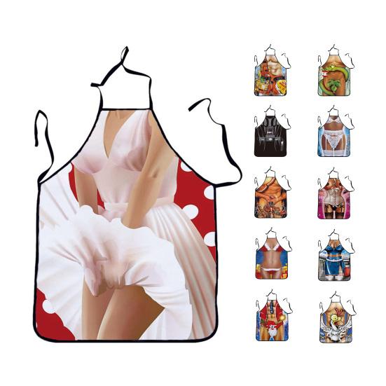 Vtipná zástěra Jemný polyester Nastavitelná Bez rukávů Sexy Vzor Unisex Zástěra pro Domov