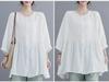 Summer 2025 Women's Plus Size Korean Style Slimming Seven-Sleeve Shirt