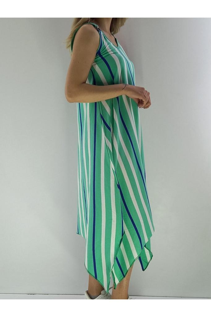 Women's Big Size Dress, Strappy, Buckle Detailed, Asymmetrical Cut, Plus Size Dress