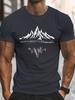 Herren Sommer 100% Reine Baumwolle Modisches Lässiges Sportliches Lockeres Mode Bergmuster Bedrucktes Rundhals Kurzarm T-Shirt
