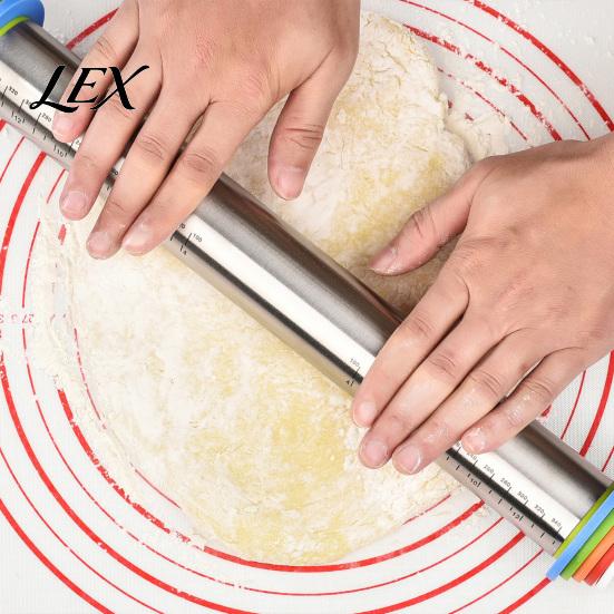 Non Stick Pastry Roller for Kitchen Rolling Pin with Thickness Rings, Ergonomic Measurement Markings Tool, Versatile Baking Supplies Non-Stick