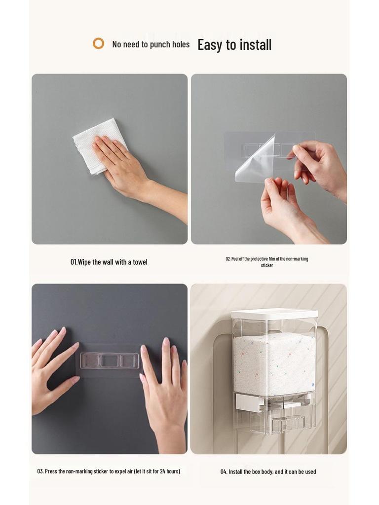 ClearView Punch-Free Wall-Mounted Laundry Rack: Transparent Moisture and Dust-Proof Storage Box.