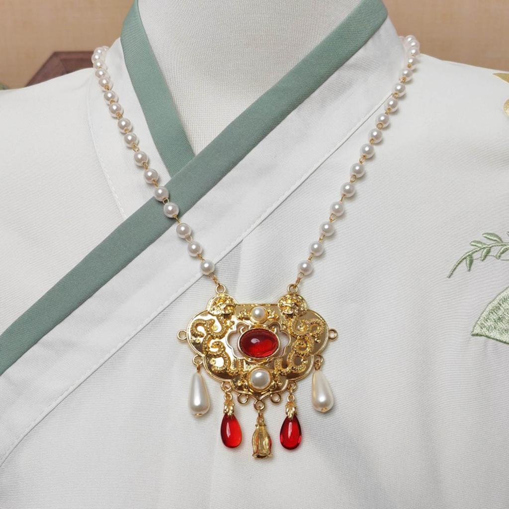 Stylish Chinese Necklace with Ancient Bell Pendant Intricately Crafted Necklace Accessory Perfect for Hanfu Enthusiasts