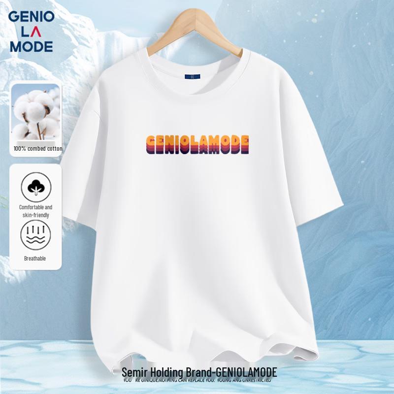 GENIOLAMODE Men s Pure Cotton Loose Fit Short Sleeve T-Shirt L