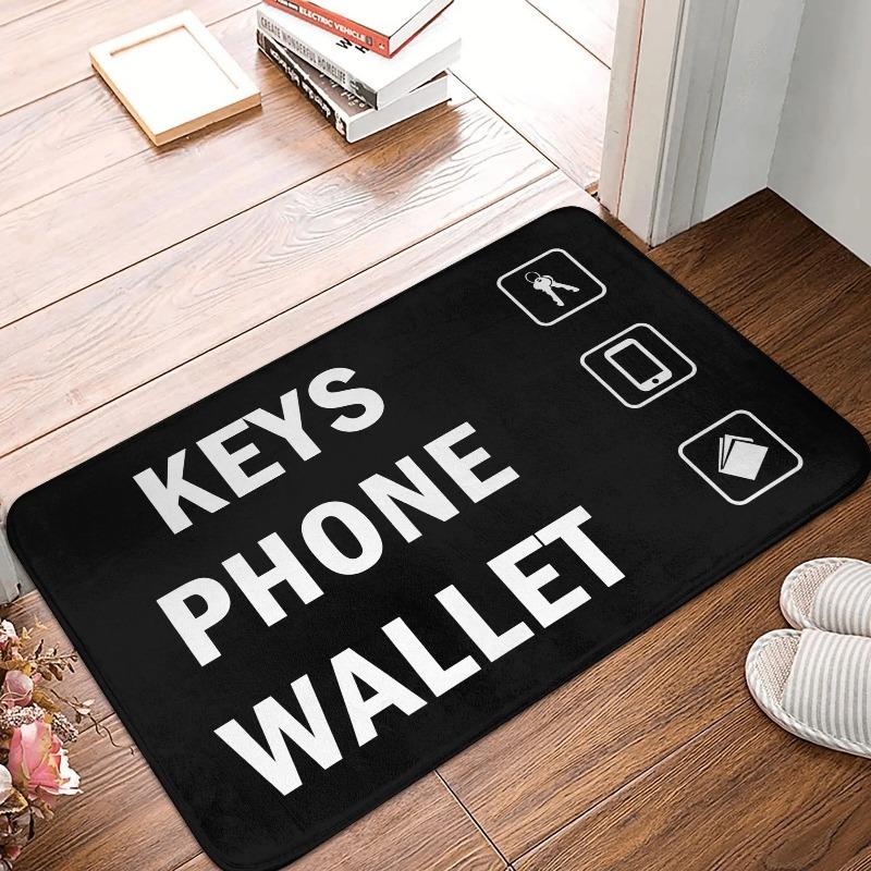 

Keys Phone Wallet Pattern Floor Door Kitchen Bathroom Mats Anti-Slip Indoor Doormat Bedroom Balcony Entrance Rug Carpet Footpad 40cm x 60cm