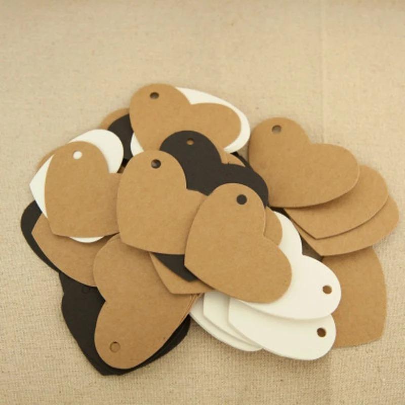 New 100Pcs Heart Shape Hang Tag DIY Gift Tags Christmas Decoration Cards Gift Wrapping Paper Labels Scrapbooking Home Supplies