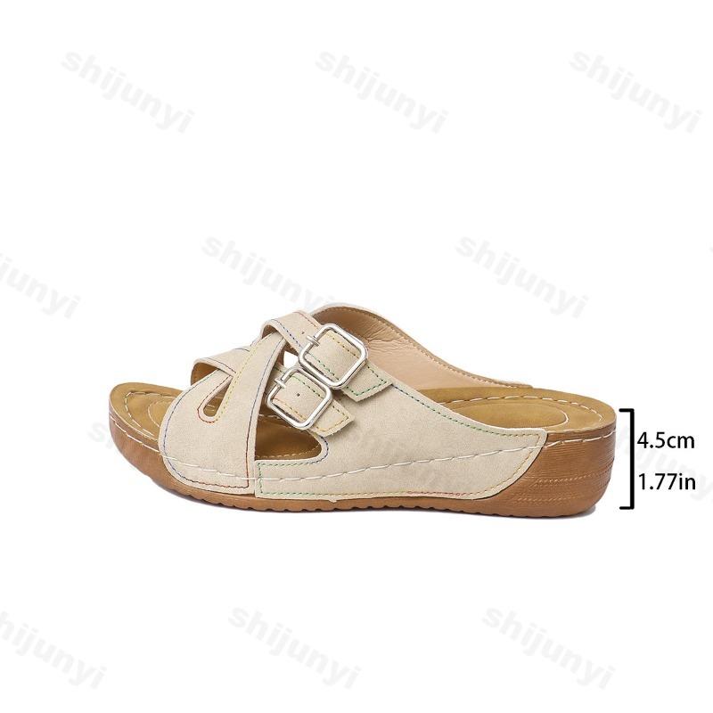 Fashion Women Slippers Summer Wedge 2025 Peep Toe Sandals Anti-slip Casual Female Platform Retro Outdoor Beach Shoes Sandalias De Mujer