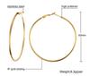 Wind stainless steel geometric large plain ring earrings plated with 18k gold simple earrings women's multi-specification 2mm, 4mm