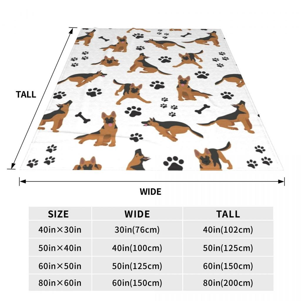 Warm Soft Blanket Travel German Shepherd Pattern Throw Blanket Puppy Pet Flannel Bedspread Couch Chair Novelty Sofa Bed Cover