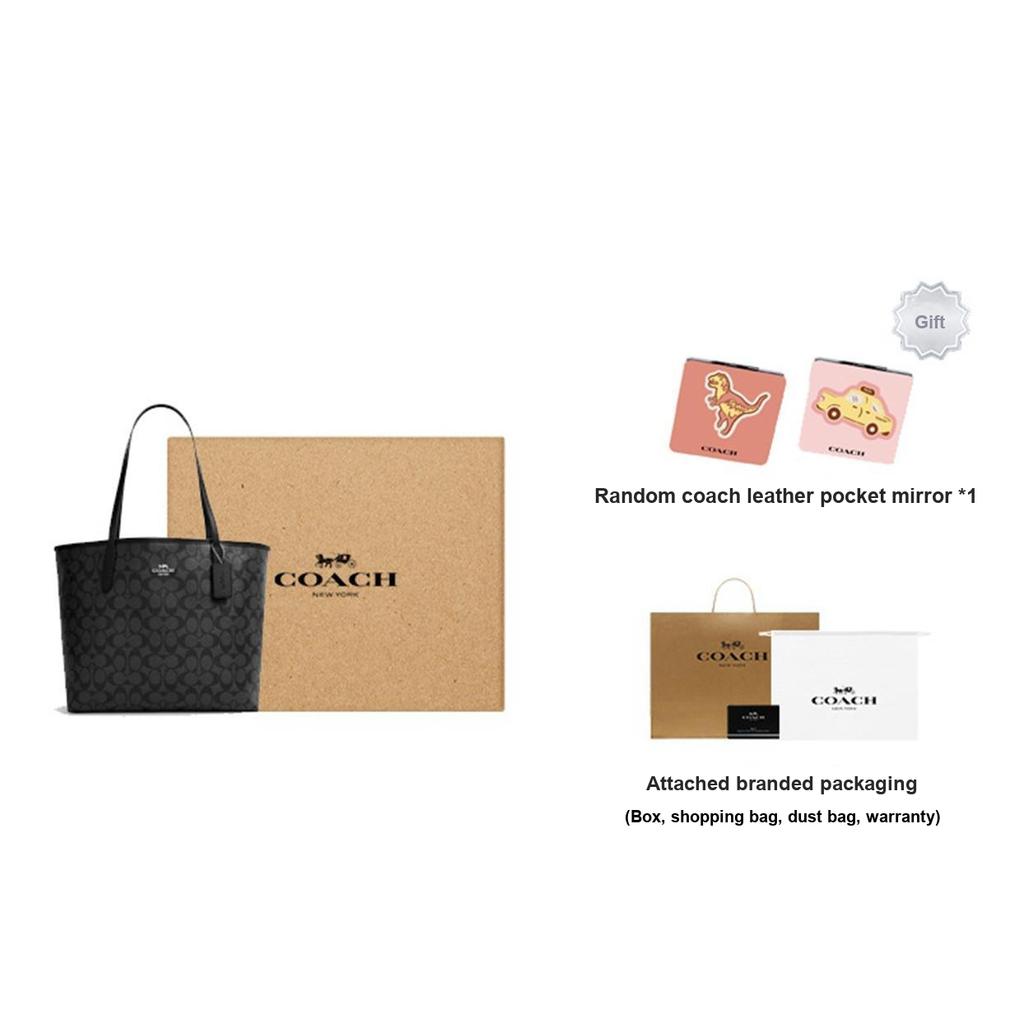 Coach City 33 Classic Monogram Chiusura a Bottone Borsa Tote Grande Capacità Donna tote Nero 5696-SVTSQ