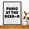 Funny Office Framed Canvas Wall Art Panic at the Desk-O Poster Print Wall Decor Mental Health Minimalist Painting Home Office Bedroom Decoration