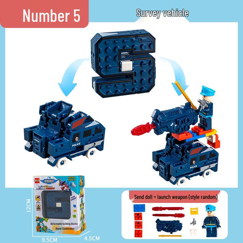 Number Transforming Robot Toy Set for Kids: 0-9 Educational Assembly for Elementary Students