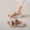 Home Indoor Muffin Platform Slippers Women's Large Size Outer Wear 2024 Autumn New Slope Heel One Pedal Sandals