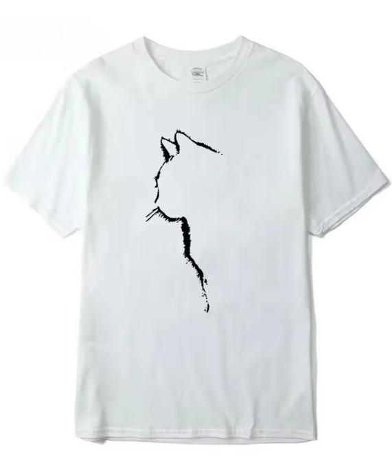 Unisexs TShirt Top Quality Cotton Short Sleeve Cool Cat Print ONeck Casual Loose Hip Hop For Unisex Summer Male Tee Top