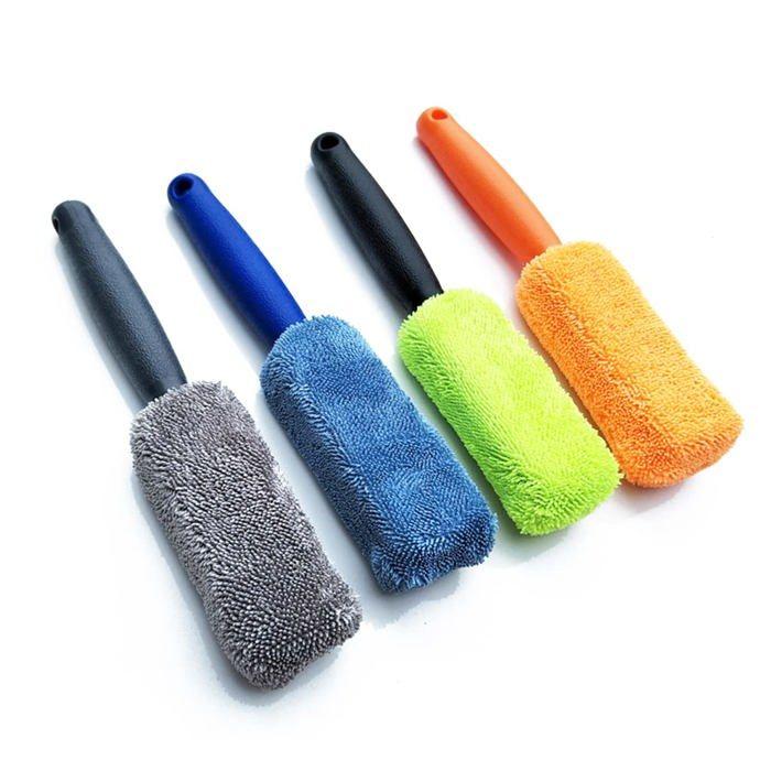 Brosse de Jante de Roue, Brosse de Nettoyage de Roue de Voiture en Microfibre à Long Manche Doux Outil (Orange)