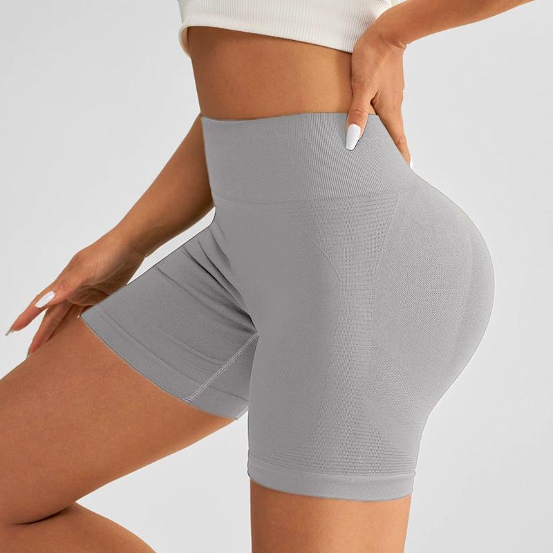 

Женские шорты для йоги с высокой талией и контролем живота – Эластичные персиковые шорты для фитнеса на лето M (for weight 100-120 jin) светло-серый