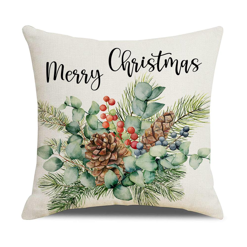 

New Christmas Pillow Case Home Cushion Simple Watercolor Print Bedside Pillow 45 * 45Cm (excluding pillow core)