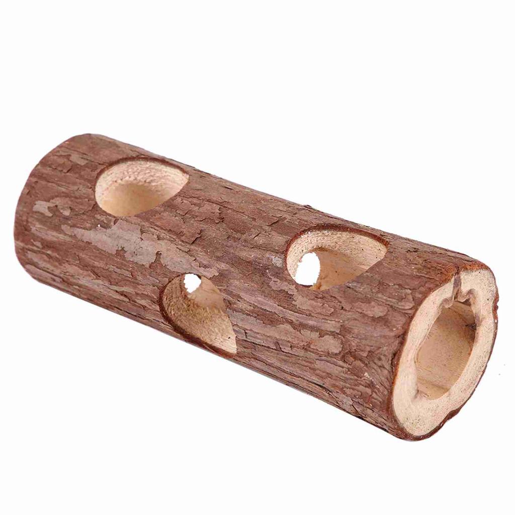 Wooden Animal Tunnel Exercise Tube Chew Toy for Rabbit Ferret Hamster Guinea Pig