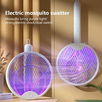 4IN1 Foldable Electric Mosquito Killer Fly Swatter Trap USB Rechargeable Mosquito Repellent Lamp with UV Light Bug Zapper 3000V