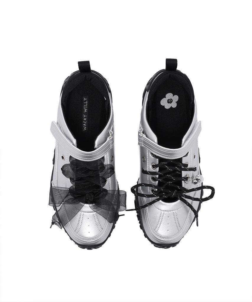 Wacky Willy Kitte Mary Jane Sneakers Silver