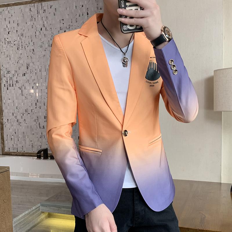 Blazer per uomo primavera nuova giacca da uomo sfumata maschile giacca masculino stile coreano slim fit casual tendenza moda uomo