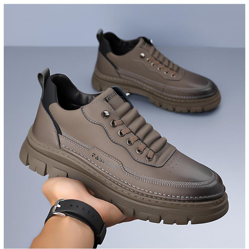 Fashion Spring Autumn Cow Leather Casual Sneakers for Men Fashion Soft Sole Men's Platform Shoes Designer Retro Work Shoes Male