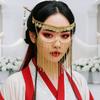 Gold Belly Dance Face Veil Rhinestone Masquerade Mask Luxury Curtain Head Chain  Girl