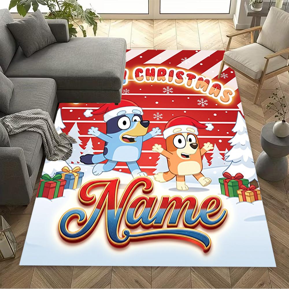 Merry Christmas Celebration Personalized Name Floor Mat Design for Playrooms Foyer Game Room Kitchen Anti-slip Rug Office home decor Wedding Party Gif