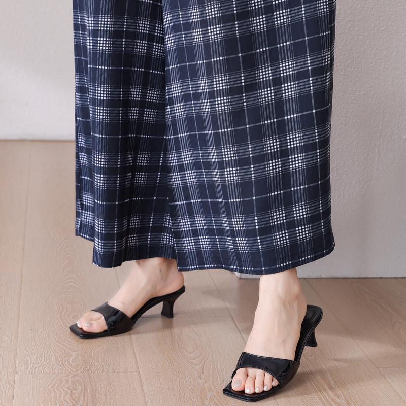 Summer Wide Leg Pants Women Clothes Casual Elastic Waist Plus Size High Waist Trousers Summer Bottoms