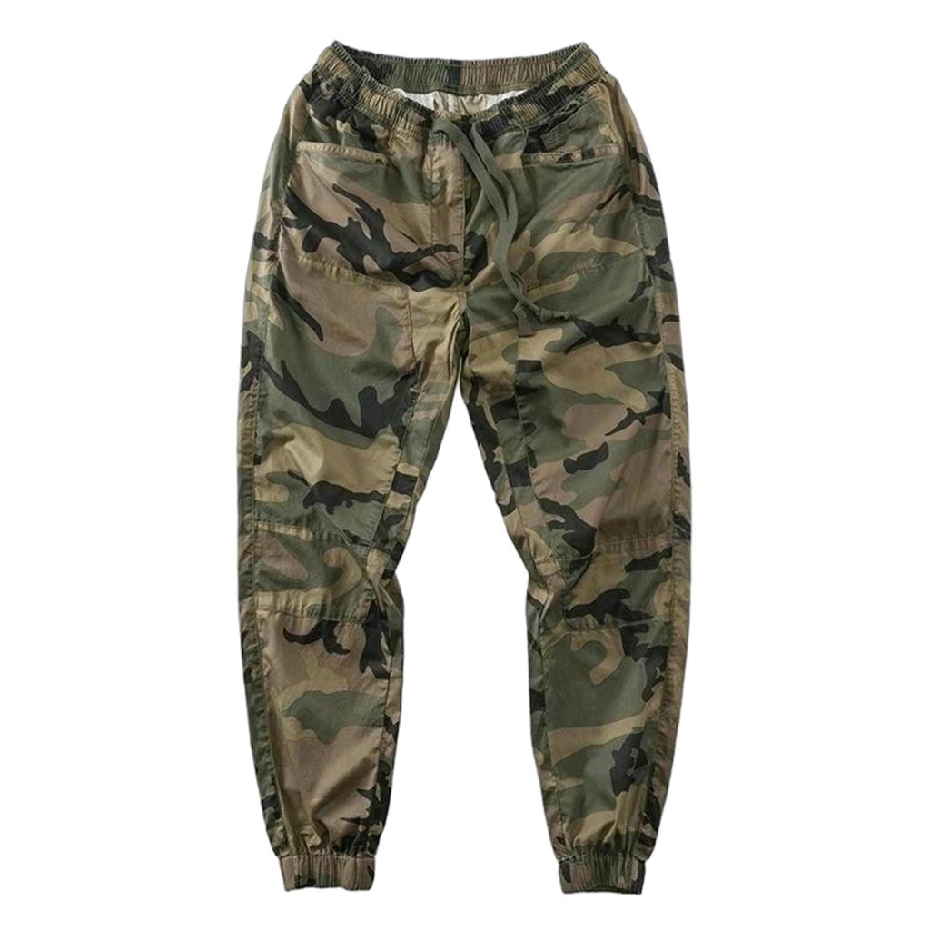 Men's Camouflage Multi-Pocket Cargo Pants Men's Outdoor Drawstring Cargo Pants