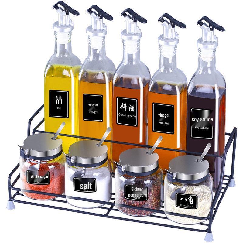 Glass Kitchen Salt Shaker & Seasoning Jar Set - Household Combination Pack