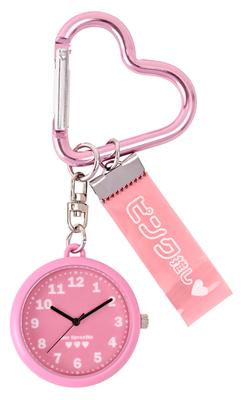 Pocket Watch Keychain Watch Analog Carabiner Charm Keychain Watch Push Key Pink Push Pink Peach [Fieldwork] Women's ST301-2