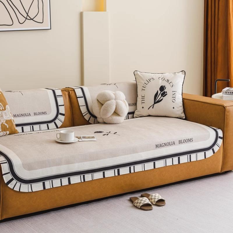 Retro French Sofa Cushion Light Luxury High-End Seat Cushion Chenille Four-Season Universal Straight Row Sofa Cover Cover Cloth