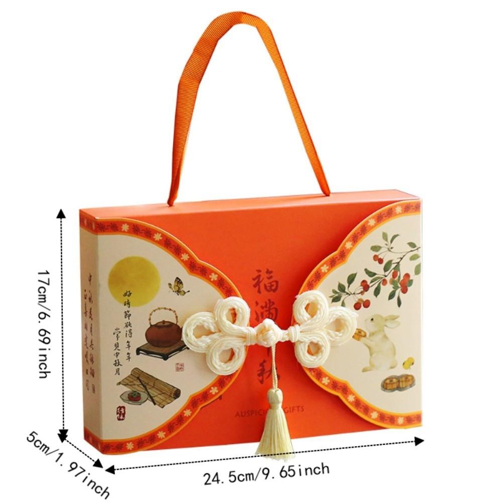5 Piece 6 Grid Egg Yolk Pastry Gift Box with Tassel Cookies Packaging Box Mid-Autumn Festival