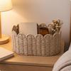 Basket with Rim Neutral Woven Storage Organizer Long-Lasting for Shelves