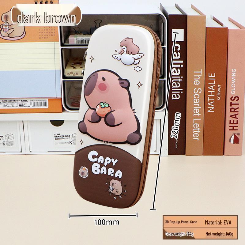 2024 Cute Capybara Kids' Large Capacity Thickened Pencil Case