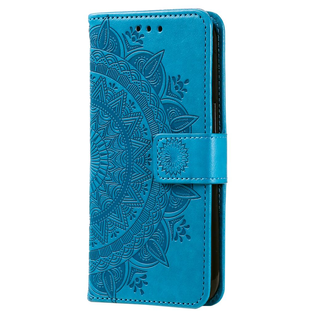 Für Samsung Galaxy S24 Lederhülle Mandala Blume Brieftaschenhülle mit Riemen