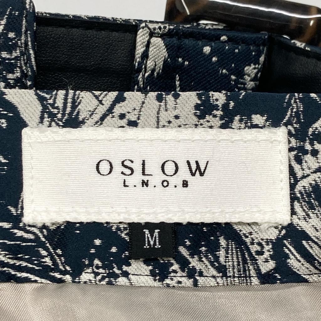 OSLOW [4802-090-221A] Botanical pattern flare skirt M Navy / SilverUsed