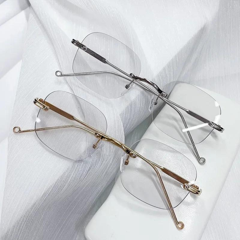 Ultra Light Retro Korean Reading Glasses Frameless Presbyopia Glasses for Women Trendy Eye Protection Far Sight Glasses