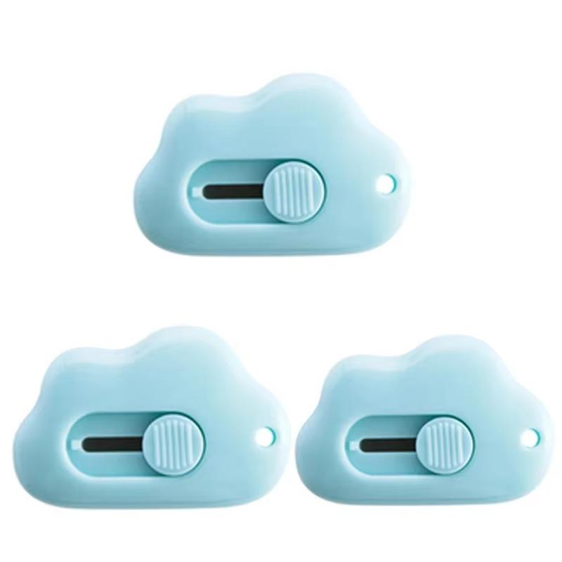 1-3 Piece Cuter Mini Clouds Utility Knife Knife Paper Cutter Art Pcreative Cloud Cute Cartoon Box Knife Stationery Tape Cutter Three-color Optional