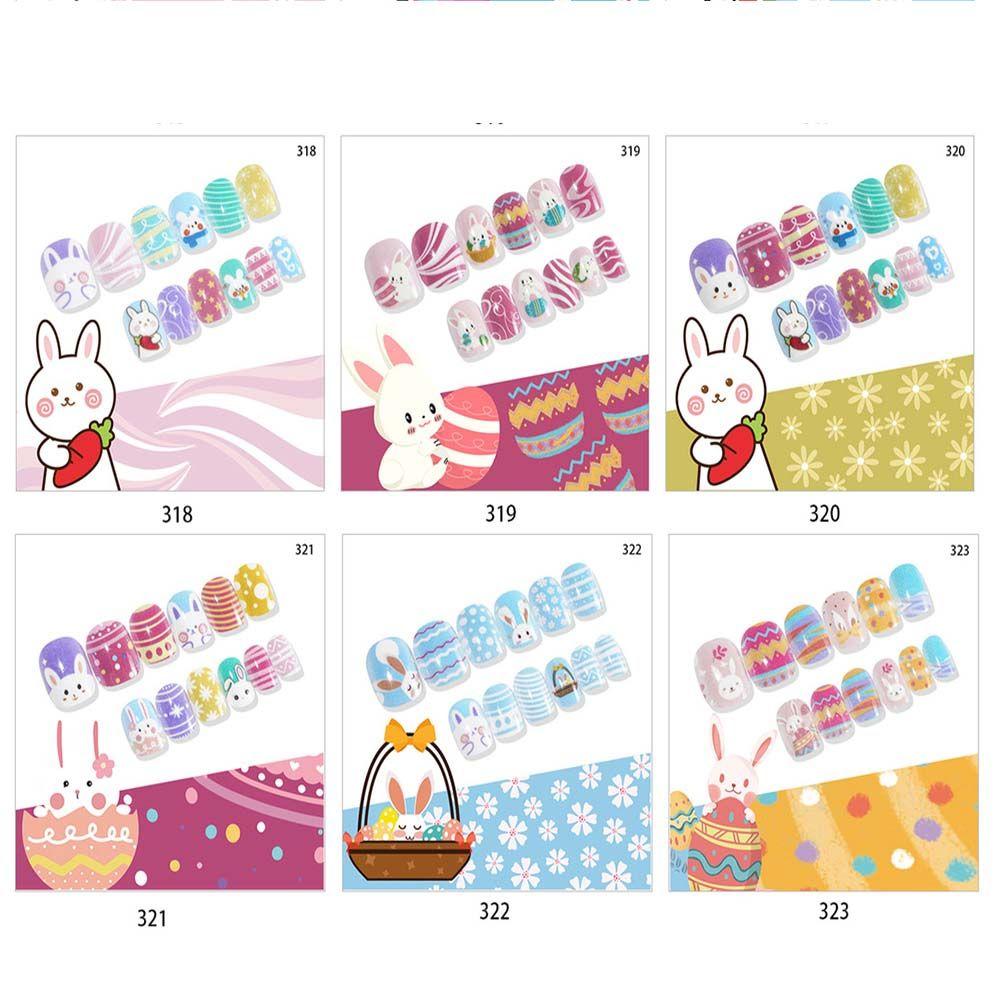 Press On The Nails Children False Nail Fake Nail Tips Nail Art Decoration Easter Kids Fake Nails